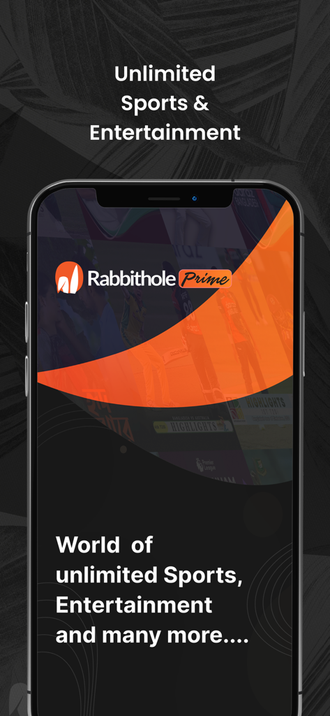 Rabbithole - LIVE & VOD - 무제한 스포츠 및 엔터테인먼트 콘텐츠를 보여주는 Rabbithole Prime 앱 스플래시 화면