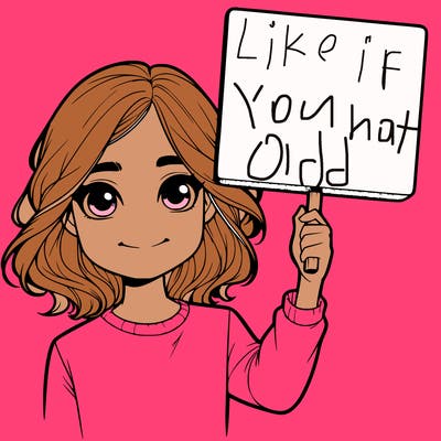 realistic girl holding up a sign