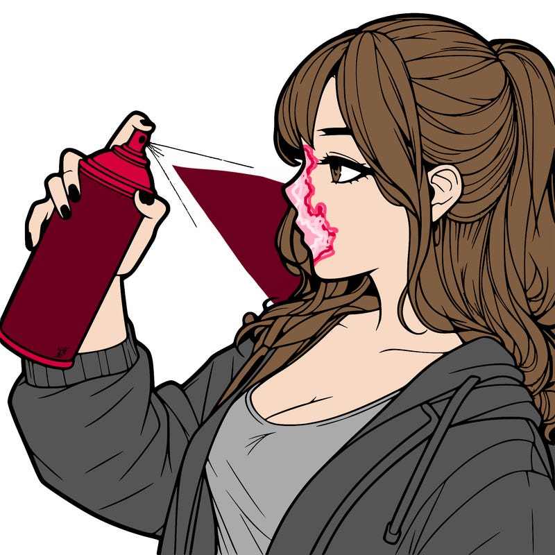 a realistic girl spray, painting