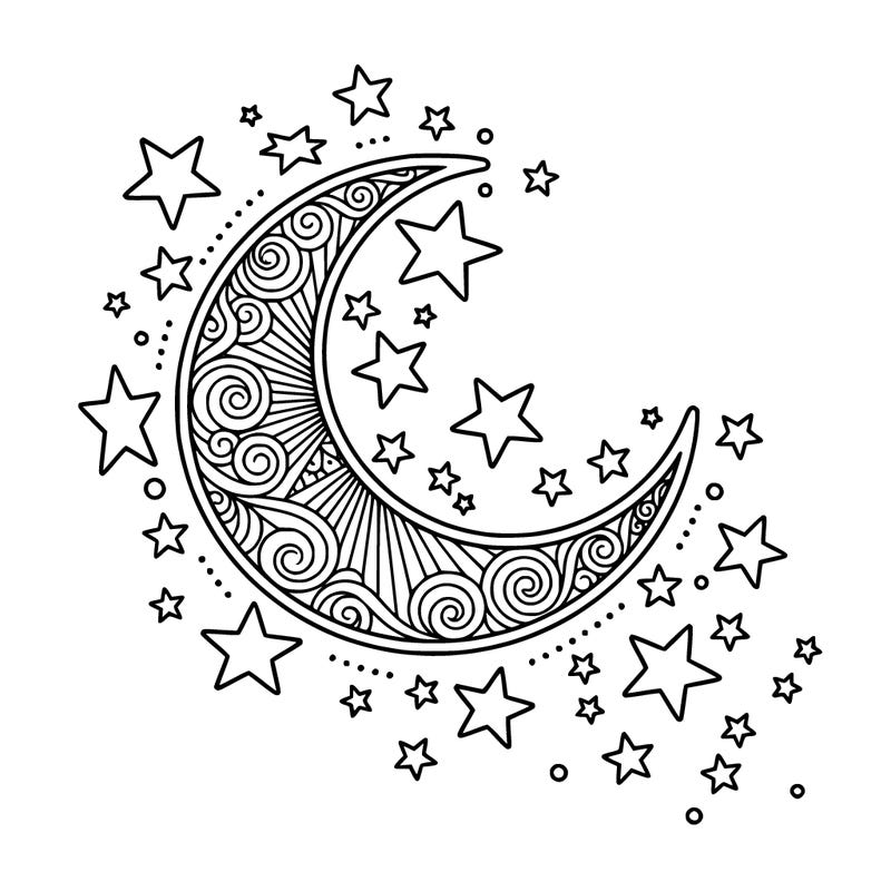 really pretty moon with stars