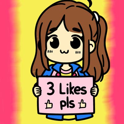 girl holding sign saying 3 likes pls
