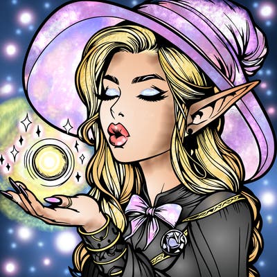 realistic elf casting a spell with lips