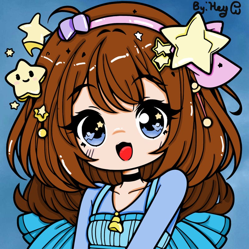 cute anime girl with star accessories