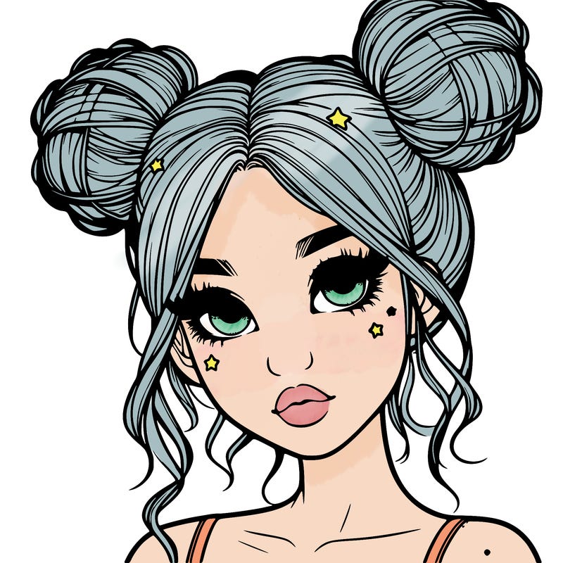 realistic girl with space buns