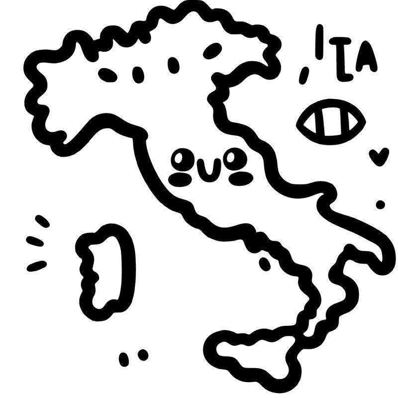map of italy with a smiling face, cute