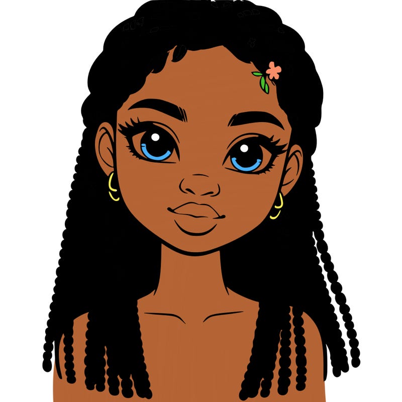 a realistic black girl with braids