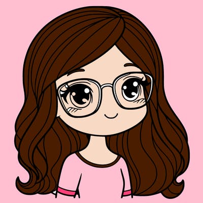 girl with long hair and glasses