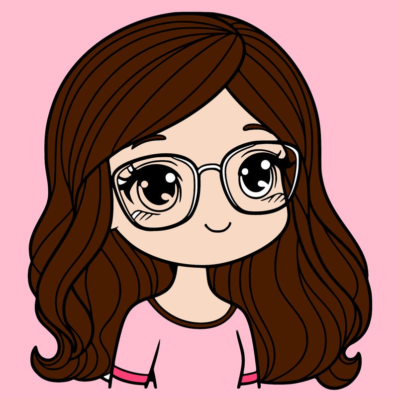 girl with long hair and glasses