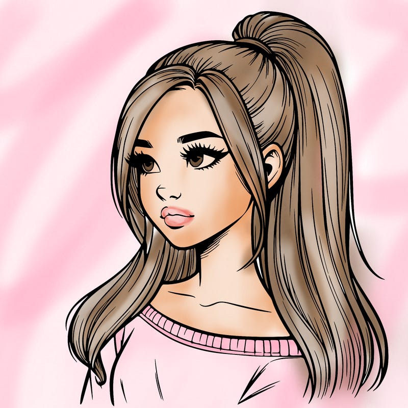 realistic girl with a high ponytail