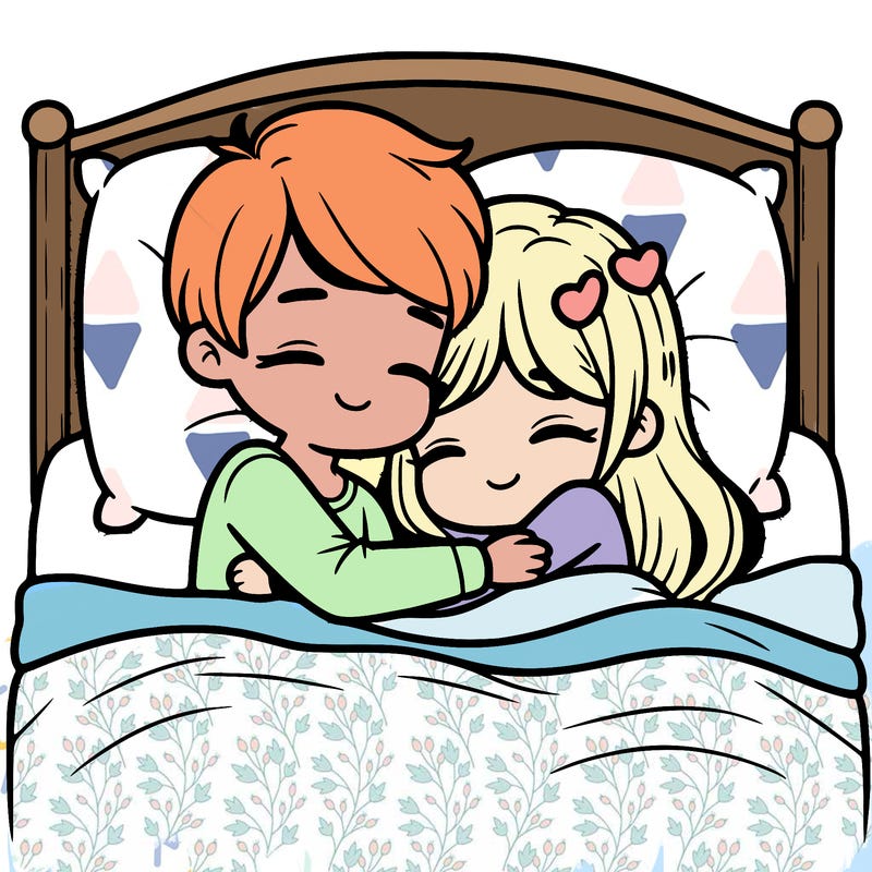 cute couple cuddling in bed