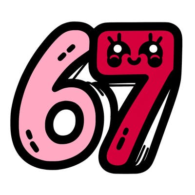 the numbers 67