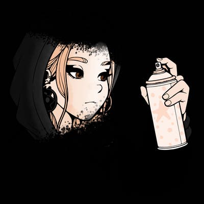 a realistic girl, spray painting