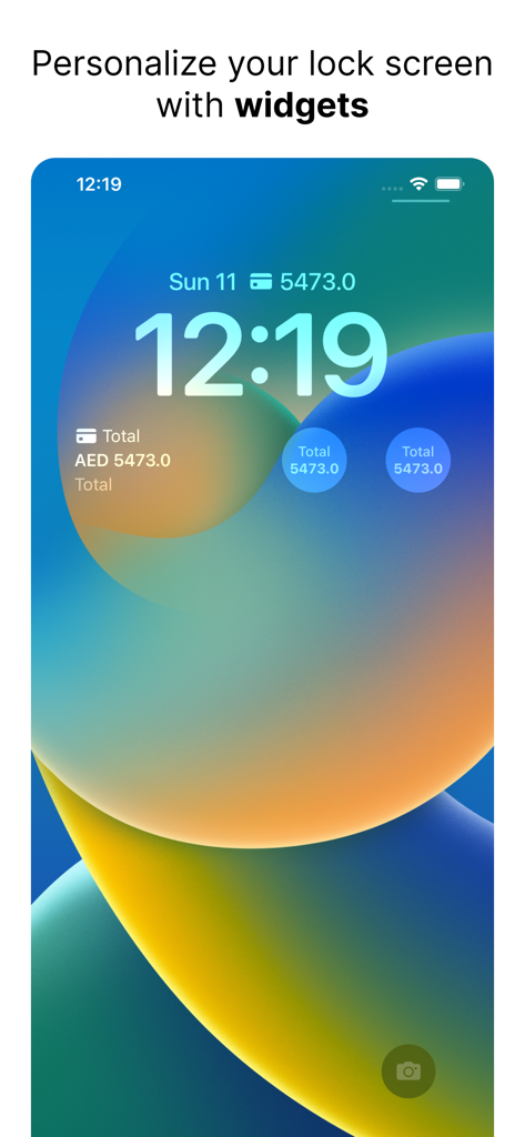 Spendy - Spendings reimagined - iPhone lock screen displaying Spendy spending tracker widgets.