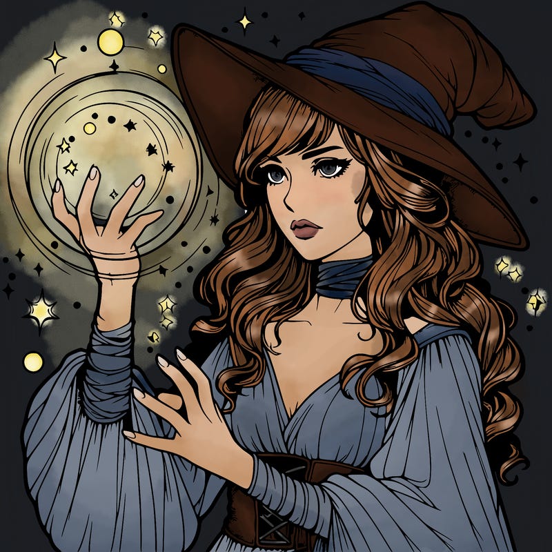 realistic women sorcerer using magic