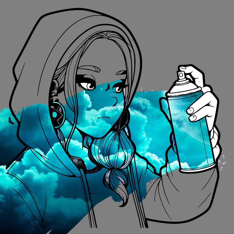 a realistic girl, spray painting