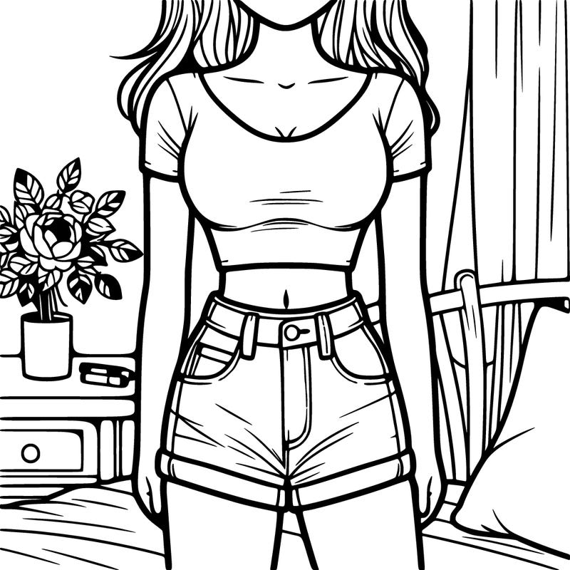 girl wearing a crop top and jean shorts