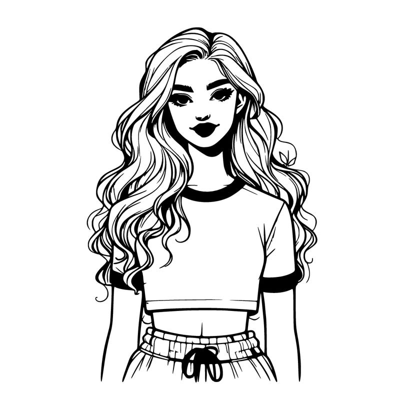 realistic girl with a crop top split
