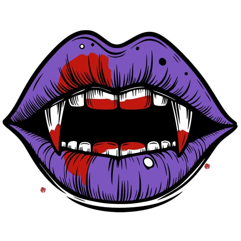 lips with vampire teeth