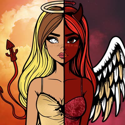 devil vs angel realistic girl