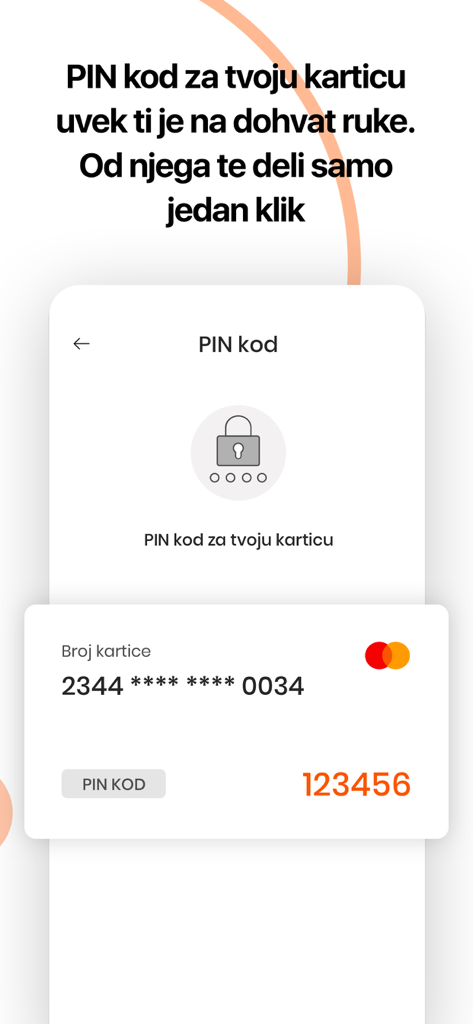 Banca Intesa Mobi app screen displaying a debit card PIN code feature