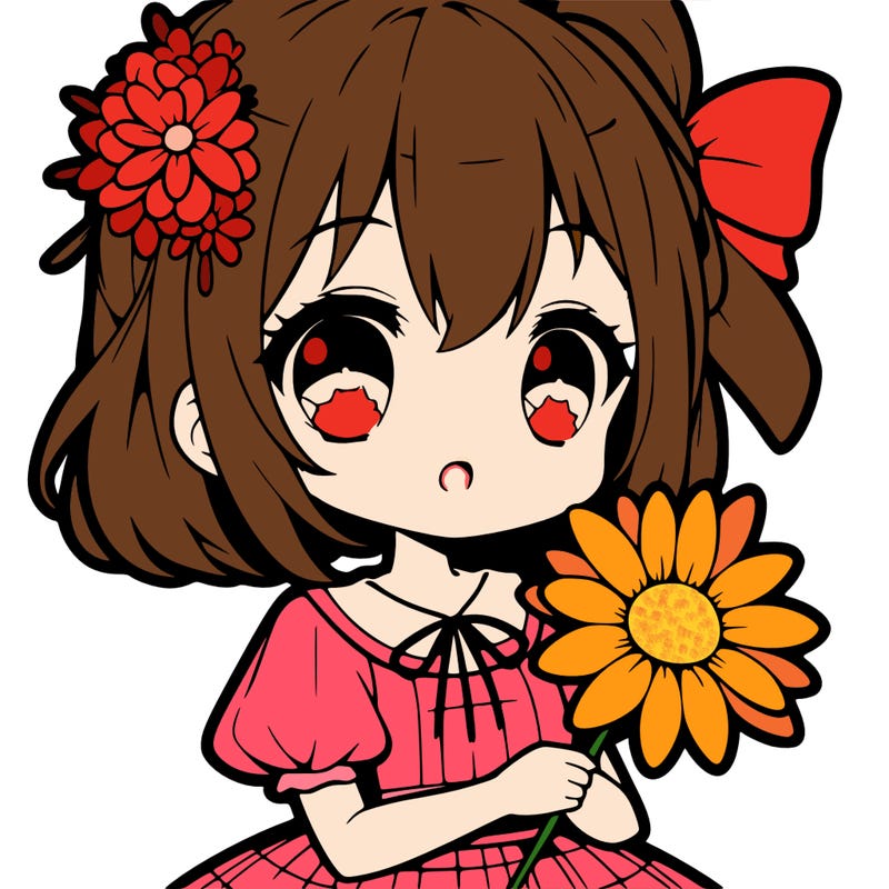 cute anime girl with a flower
