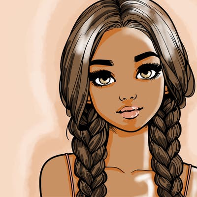 realistic girl with braids