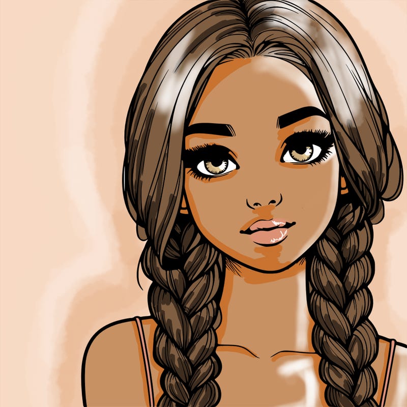 realistic girl with braids