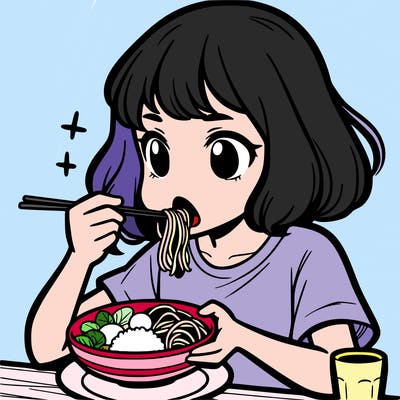 a girl eating food