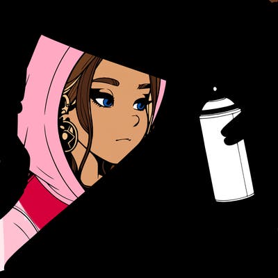 a realistic girl, spray painting