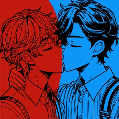 manga boys kissing each other