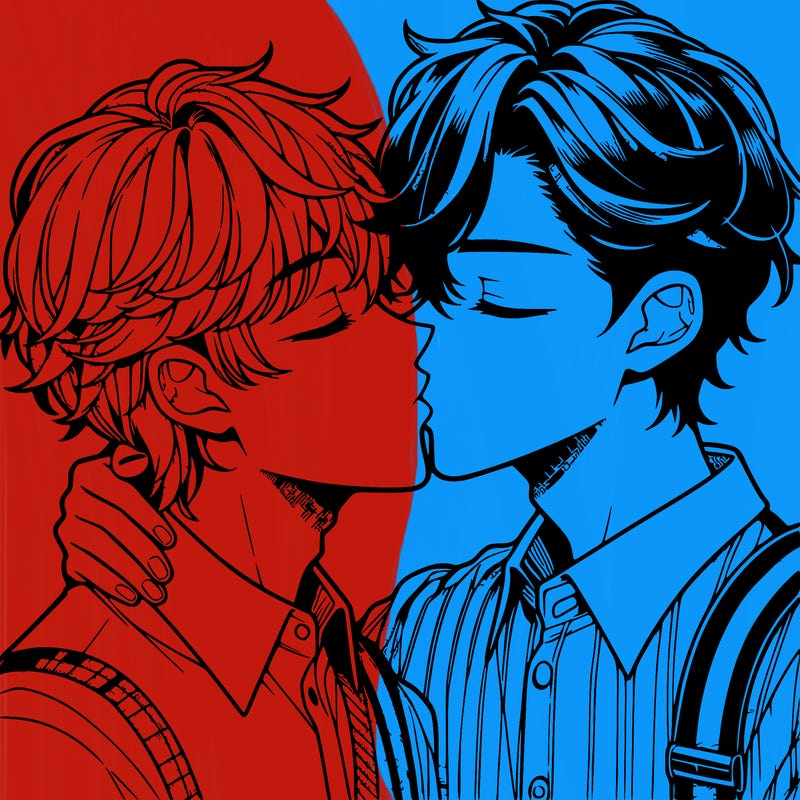 manga boys kissing each other
