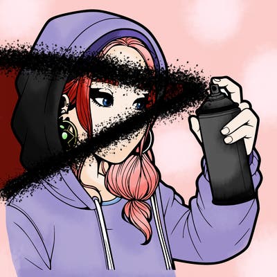 a realistic girl, spray painting