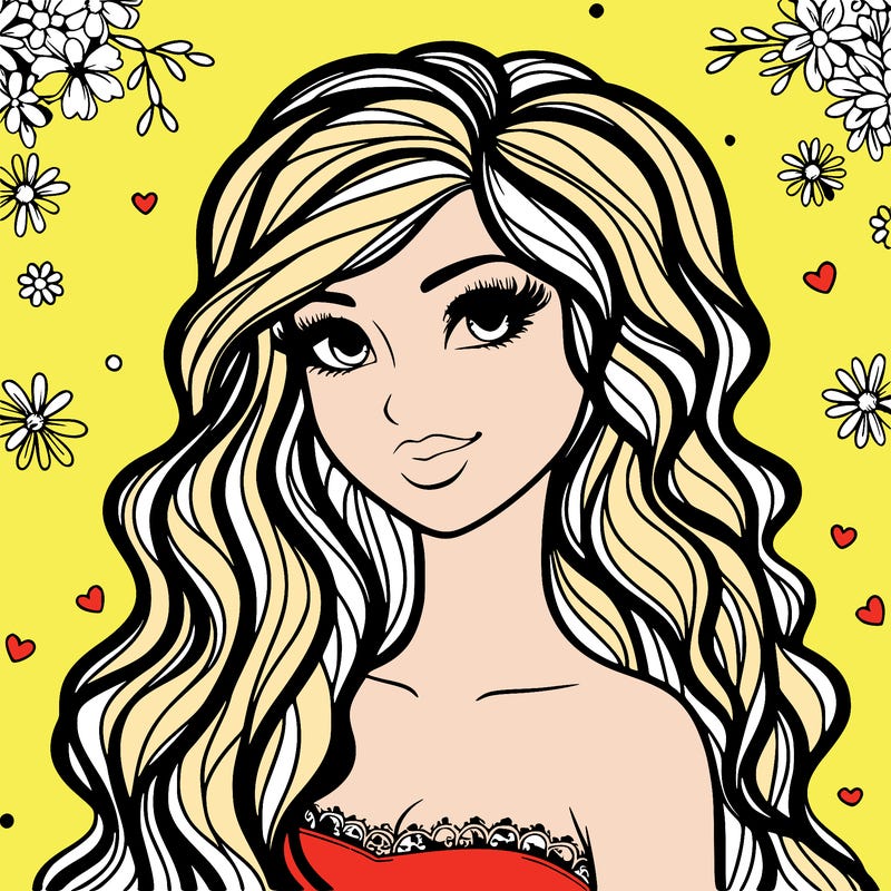 pretty woman with long wavy hair