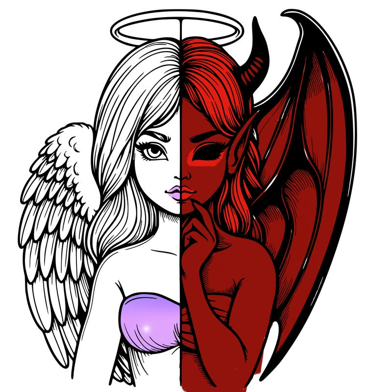 realistic angel half demon