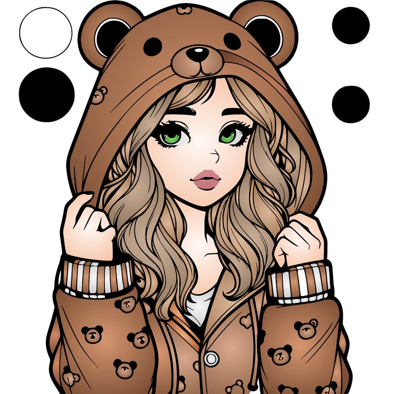 realistic girl in a animal pjs hoodie