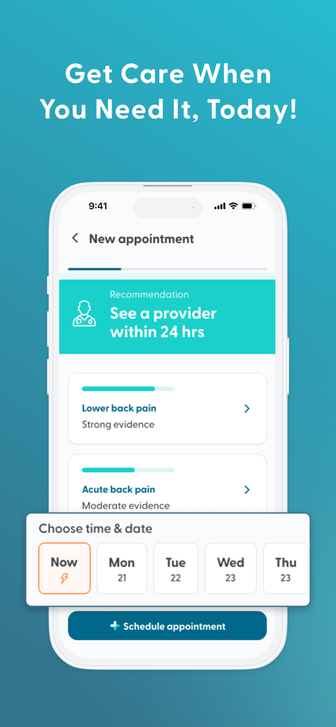 LifeMD Telehealth - Una pantalla móvil de la aplicación LifeMD para programar una nueva cita de telesalud con un médico.