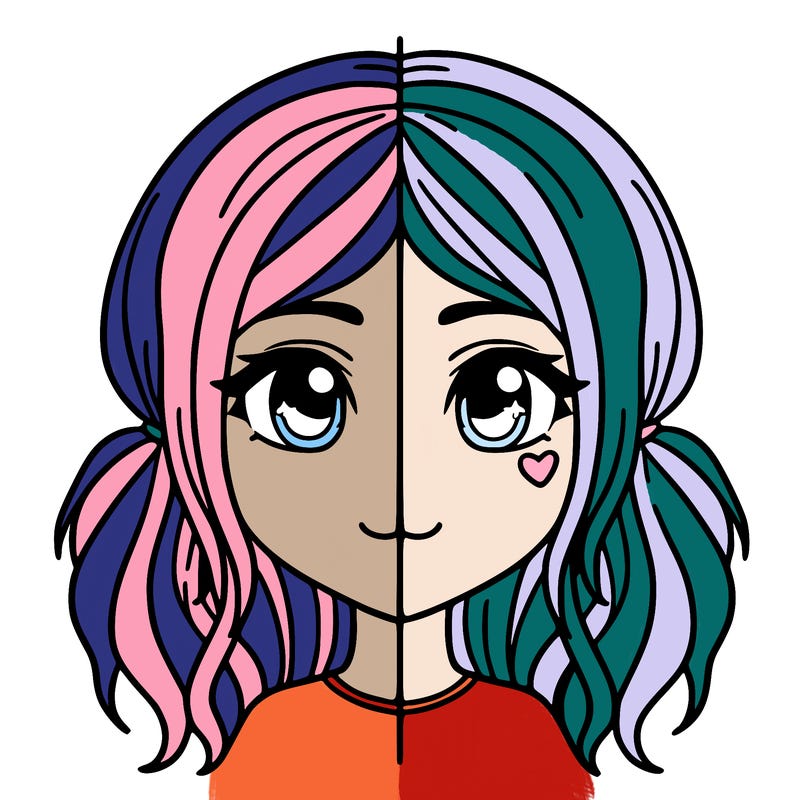 split girl just the face