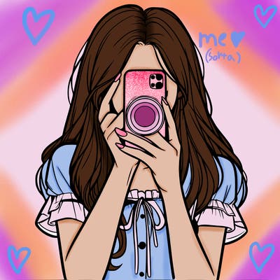 a realistic girl holding her phone taking pictures