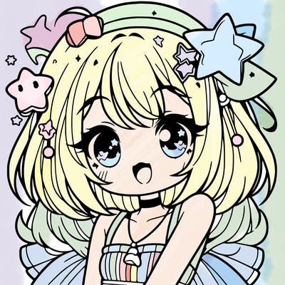 cute anime girl with star accessories