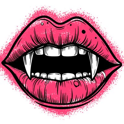 lips with vampire teeth