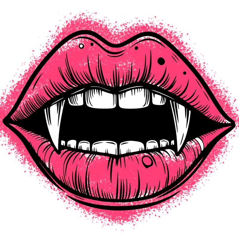lips with vampire teeth