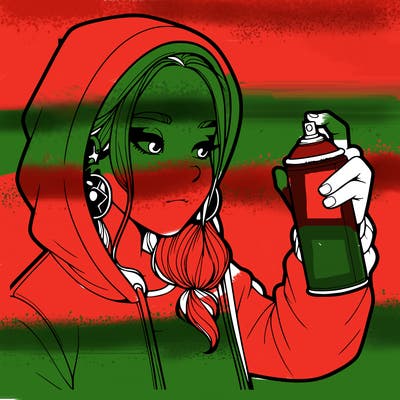 a realistic girl, spray painting