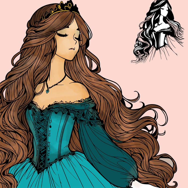fantasy princess realistic with long hair