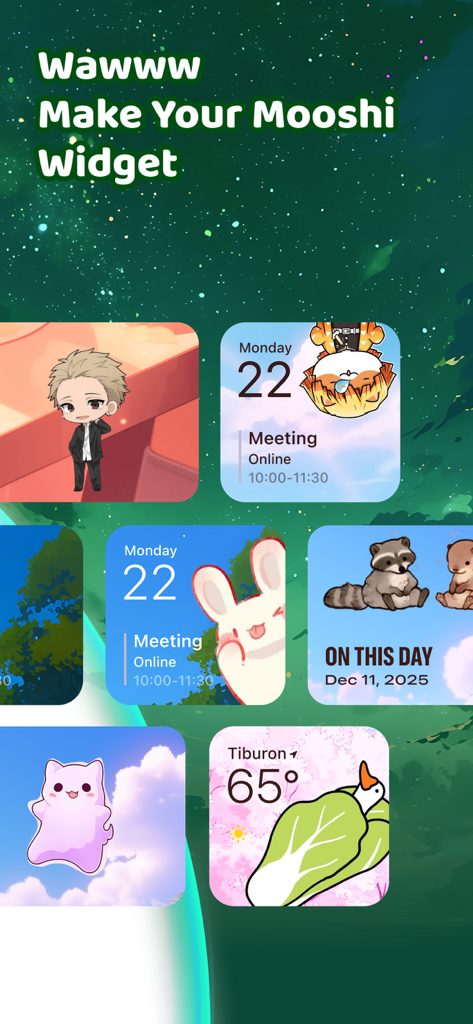 Widgets de personnages d'anime mignons pour la personnalisation de l'écran d'accueil de l'iPhone.