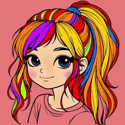 realistic girl with ponytail