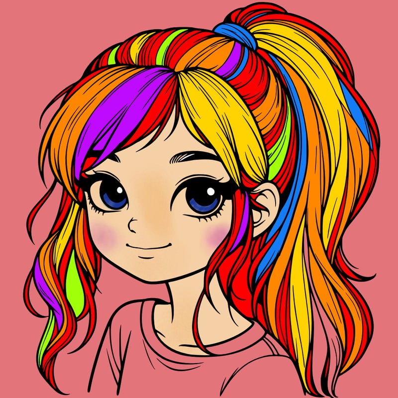 realistic girl with ponytail