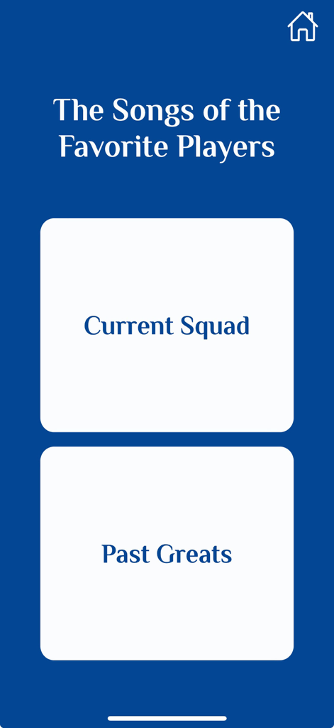 Chelsea FanChant - 현재 스쿼드 및 과거 위대한 선수 노래를 위한 첼시 팬챈트 앱 메뉴