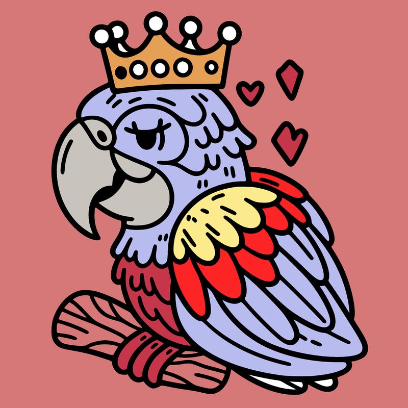 macaw with a crown
