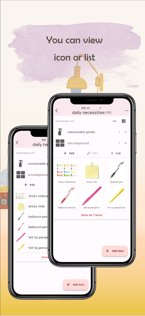 monoca 2 - Collection Manager - Interface of monoca 2 app showing icon and list view options for organizing personal collections