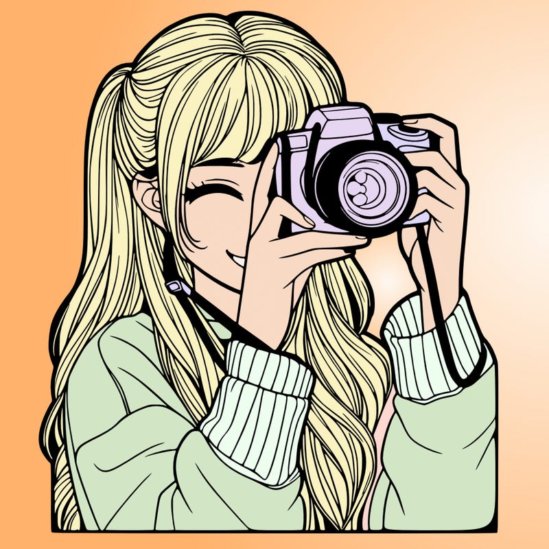realistic girl taking a picture